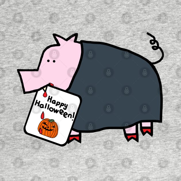 Vampire Horror Pig with Halloween Greeting by ellenhenryart